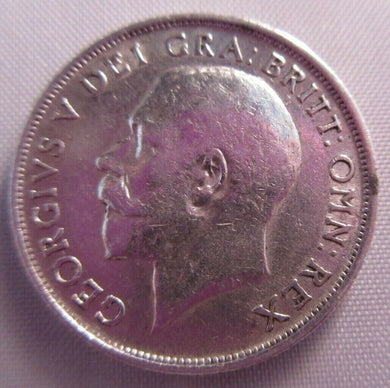 1914 KING GEORGE V BARE HEAD EF+ .925 SILVER ONE SHILLING COIN IN CLEAR FLIP