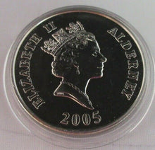 Load image into Gallery viewer, 2005 TRAFALGAR ENGLAND EXPECTS EVERYMAN BUNC ALDERNEY £5 COIN &amp; CAPSULE
