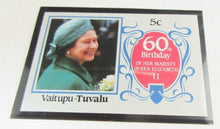 Load image into Gallery viewer, 1986 QUEEN ELIZABETH II 60TH BIRTHDAY VAITUPU TUVALU STAMPS &amp; ALBUM SHEET
