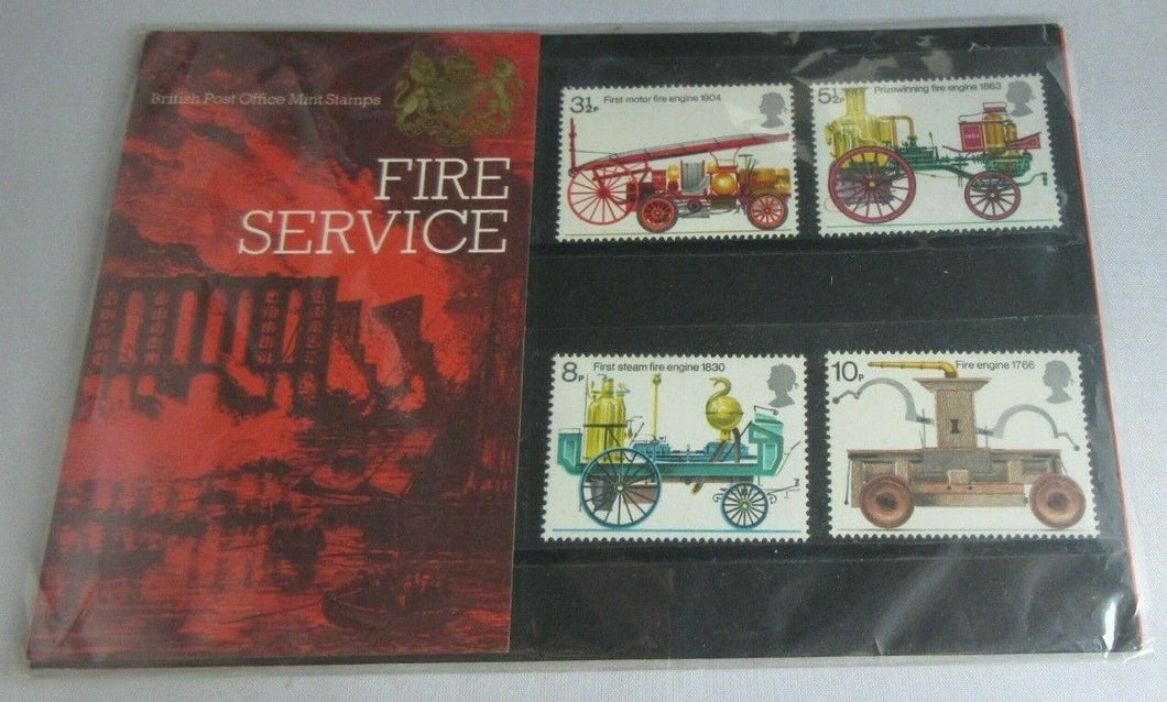 1974 FIRE SERVICE BRITISH POST OFFICE MINT STAMPS PRESENTATION PACK