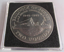 Load image into Gallery viewer, 1945-1985 HMS BEAGLE LIBERATION BUNC BAILIWICK OF JERSEY £2 CROWN COIN
