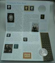 Load image into Gallery viewer, 175th ANNIVERSARY OF THE PENNY BLACK ROYAL MINT MEDAL COVER  ON INFORMATION CARD
