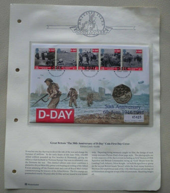 1994 D-DAY 50TH ANNIVERSARY FIRST DAY COVER 50P COIN COVER PNC,STAMPS,&POSTMARKS