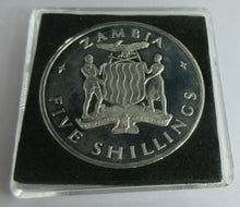 Load image into Gallery viewer, 1965 PRESIDENT KAUNDA 24TH OCTOBER PROOF ZAMBIA 5 SHILLINGS COIN WITH BOX &amp; COA
