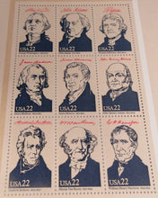 Load image into Gallery viewer, 1986 INTERNATIONAL STAMP SHOW PRESIDENTS OF THE UNITED STATES MNH 4 SHEETS
