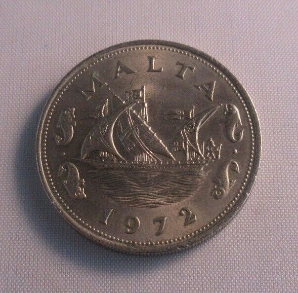 1972 Barge of the Grandmaster Malta - BUnc 10 Cents Coin