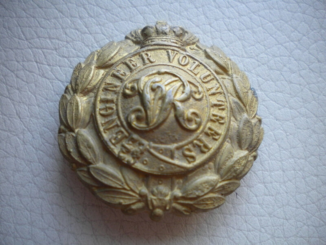 GENUINE ORIGINAL ENGINEER VOLUNTEERS -  BRASS CAP BADGE - 2 LUG FITMENT unused