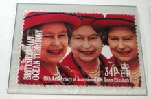 Load image into Gallery viewer, 1952-1992 QEII 40TH ANNIV OF THE ACCESSION  5 X B.I.O.TERRITORY MNH STAMPS/INFO
