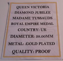 Load image into Gallery viewer, 1837-1897 QUEEN VICTORIA DIAMOND JUBILEE G/PLATED PROOF MEDAL CAPSULE BOX &amp; COA
