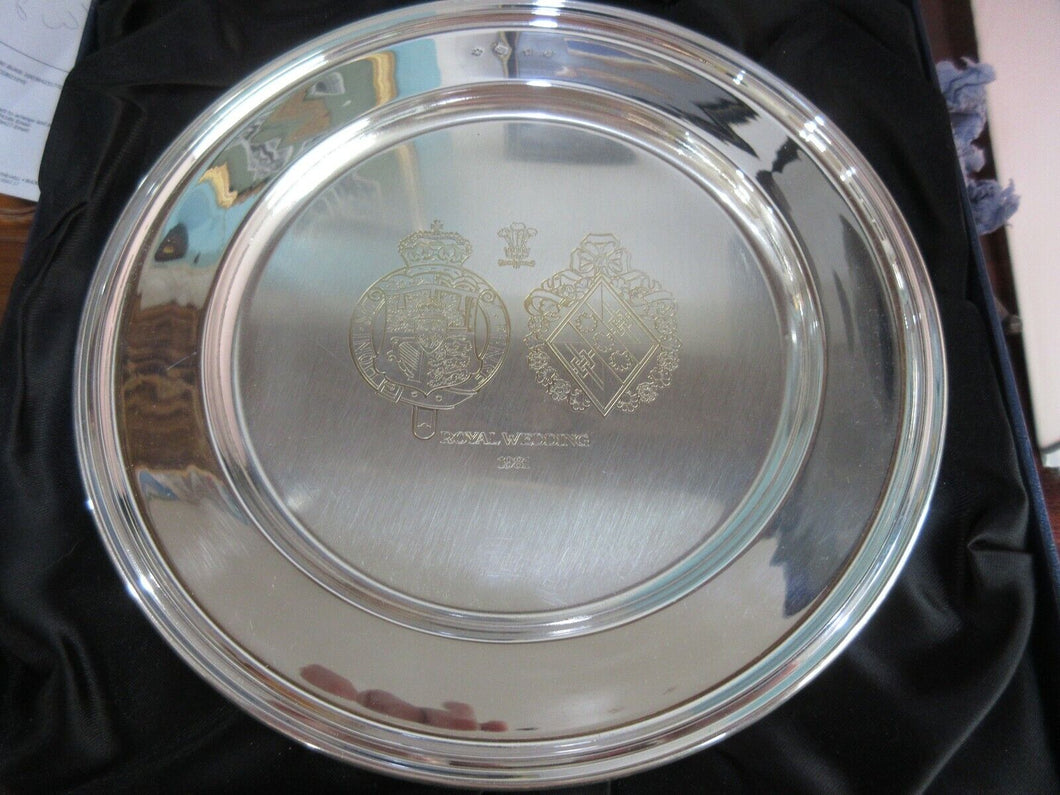 1981 PRINCESS DIANA & PRINCE CHARLES SOLID SILVER WEDDING PLATE 294 GRAMS