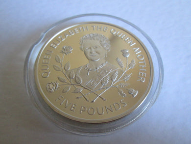 1995 BAILIWICK OF GUERNSEY QUEEN MOTHER SILVER PROOF £5 FIVE POUND CROWN COIN