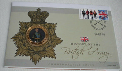 2008 HISTORY OF THE BRITISH ARMY COMMEMORATIVE COLOURED MEDAL COVER PNC