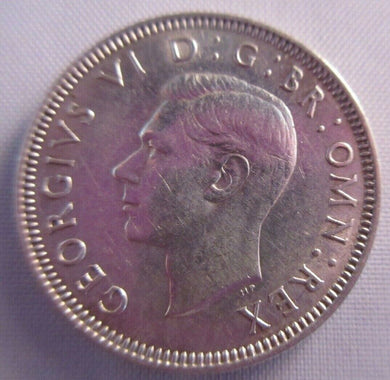 1939 KING GEORGE VI BARE HEAD .500 SILVER ONE SHILLING COIN & CLEAR FLIP E1