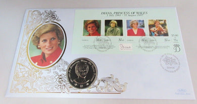 1997 DIANA PRINCESS OF WALES 1961-1997 NIUE 1 DOLLAR BENHAM COIN COVER PNC