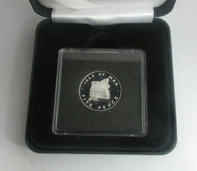 Isle of Man 1977 925 Sterling Silver Proof 5p Five Pence In Quad Box
