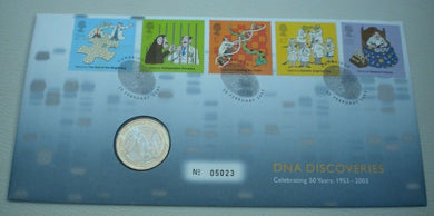 1953-2003 DNA DOUBLE HELIX ROYAL MINT BUNC £2 COIN COVER PNC, STAMPS,INFO CARD