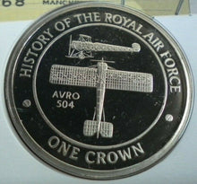 Load image into Gallery viewer, 2008 AVRO 504 - HISTORY OF THE ROYAL AIR FORCE PROOF 1 CROWN  COIN COVER PNC
