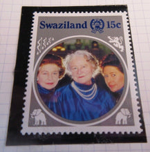 Load image into Gallery viewer, 1985 HMQE QUEEN MOTHER 85th ANNIV COLLECTION SWAZILAND STAMPS ALBUM SHEET
