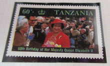 Load image into Gallery viewer, 1986 QUEEN ELIZABETH II 60TH BIRTHDAY TANZANIA STAMPS &amp; ALBUM SHEET
