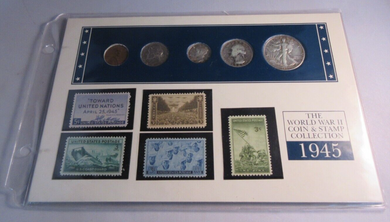 1945 THE WORLD WAR II COIN & STAMP COLLECTION IN SEALED PACK.