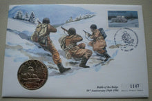 Load image into Gallery viewer, 1994 BATTLE OF THE BULGE 50TH ANNIVERSARY 1944-1994 $5COIN COVER PNC/STAMP/PMARK
