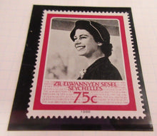 Load image into Gallery viewer, 1986 QUEEN ELIZABETH II 60TH BIRTHDAY SEYCHELLES STAMPS &amp; ALBUM SHEET
