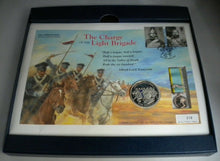 Load image into Gallery viewer, THE CHARGE OF THE LIGHT BRIGADE CRIMEA 1954 -2004 SILVER PROOF £5 COIN COVER PNC
