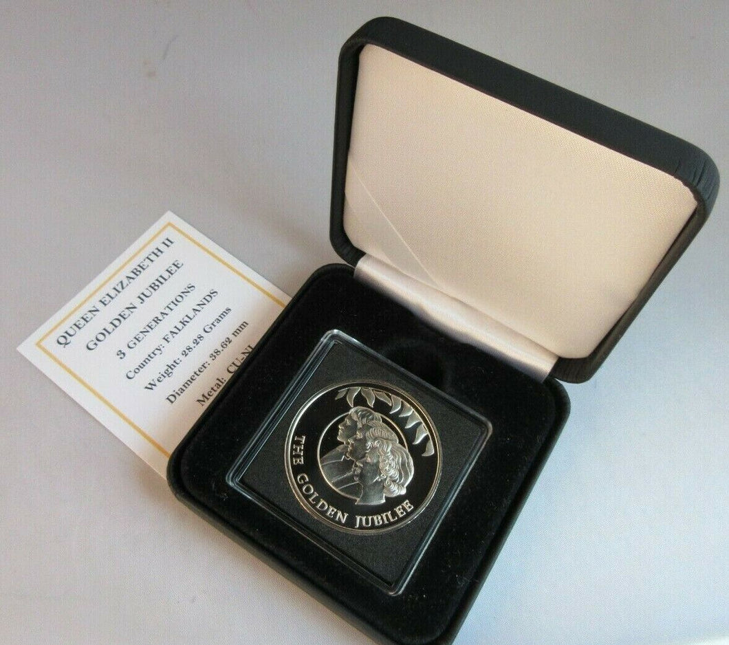 2002 QEII GOLDEN JUBILEE THREE GENERATIONS 50P CROWN PROOF BOXED WITH COA