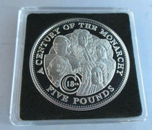Load image into Gallery viewer, 2002 QEII A CENTURY OF MONARCHY GUERNSEY SILVER PROOF £5 COIN BOX &amp;COA
