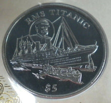 Load image into Gallery viewer, 1998 SIGNED TITANIC, PROOF REPUBLIC OF LIBERIA 5 DOLLAR BENHAM COIN COVER PNC
