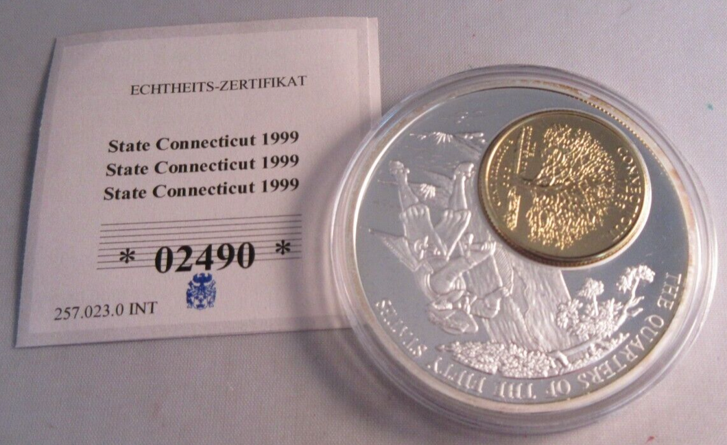 2001 QUARTERS OF THE 50 STATES SILVER PLATED MEDAL GOLD PLATED QUARTER & CAPSULE