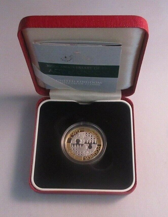 2007 £2 ACT OF UNION SILVER PROOF UK £2 TWO POUND COIN BOXED/COA