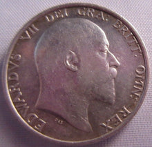 Load image into Gallery viewer, 1910 KING EDWARD VII BARE HEAD aEF .925 SILVER ONE SHILLING COIN IN CLEAR FLIP
