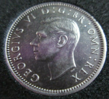 Load image into Gallery viewer, 1944 KING GEORGE VI BARE HEAD .500 SILVER aUNC 6d SIXPENCE COIN IN CAPSULE
