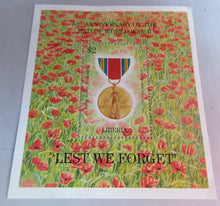 Load image into Gallery viewer, LIBERIA 50th ANNIVERSARY END OF WORLD WAR II LEST WE FORGET $2 MINISHEET MNH
