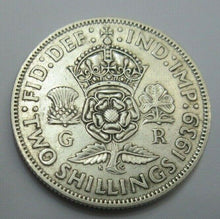 Load image into Gallery viewer, 1939 SILVER FLORIN TUDOR ROSE CROWNED BARE HEAD WAR YEARS
