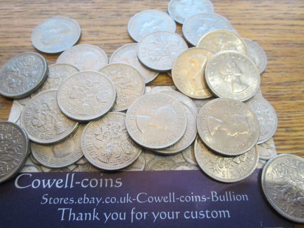 6 x Lucky Sixpence Coins GREAT FOR WEDDINGS AND CHRISTMAS 6d COIN