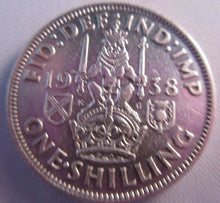 Load image into Gallery viewer, 1938 KING GEORGE VI BARE HEAD .500 SILVER EF+ ONE SHILLING COIN &amp; CLEAR FLIP S2
