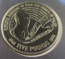 Load image into Gallery viewer, 1948-1998 50th BIRTHDAY OF THE PRINCE OF WALES BUNC 1998 £5 COIN COVER PNC
