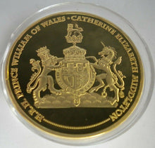 Load image into Gallery viewer, WILLIAM &amp; KATE THE ROYAL ENGAGEMENT GOLD PLATED MEDALLION CAPSULE &amp; COA
