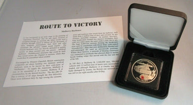 2004 MULBERRY HARBOUR ROUTE TO VICTORY PROOF GIBRALTAR 1 CROWN COIN BOX & COA