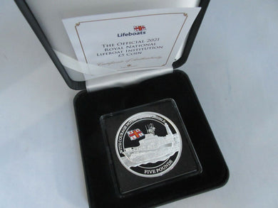 2021 Proof £5 COIN ALDERNEY RNLI WITH COURAGE NOTHING IS IMPOSSIBLE BOX & COA
