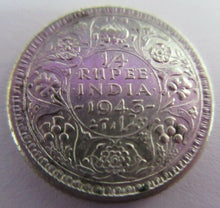 Load image into Gallery viewer, 1943 KING GEORGE VI INDIA 1/4 RUPEE .500 SILVER VERY COLLECTABLE EF GRADE
