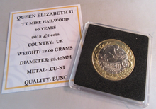 Load image into Gallery viewer, 2018 TT MIKE HAILWOOD 40 YEARS QEII BUNC £2 TWO POUND COIN  QUAD CAPSULE &amp; COA
