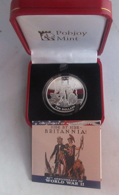 2019 Uncle Sam and Britannia Side by Side Silver Proof $10 BVI Coin Box/COA