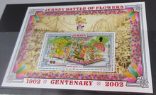 Load image into Gallery viewer, QUEEN ELIZABETH II JERSEY BATTLE OF FLOWERS MINISHEET &amp; STAMP HOLDER
