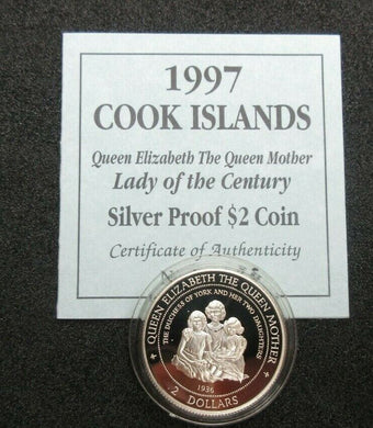 1997 ROYAL MINT LADY OF THE CENTURY SILVER PROOF $2 COOK ISLANDS TWO DAUGHTERS