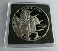 Load image into Gallery viewer, 2009 GREAT BATTLES AGINCOURT 1415 QEII JERSEY 2009 PROOF £5 COIN BOX &amp; COA
