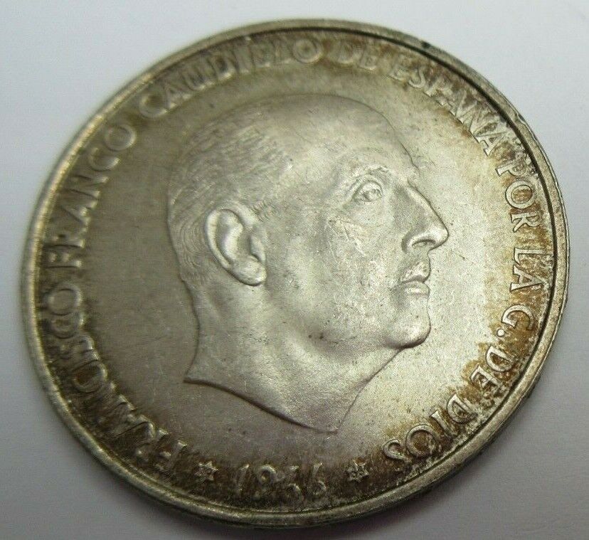 1966 GENERAL FRANKO SILVER BU 100 PESETAS COIN PRESENTED IN CLEAR FLIP