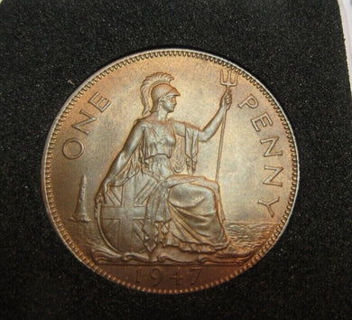 1947 KING GEORGE VI 1 PENNY UNCIRCULATED WITH LUSTRE SPINK REF 4114 CC1